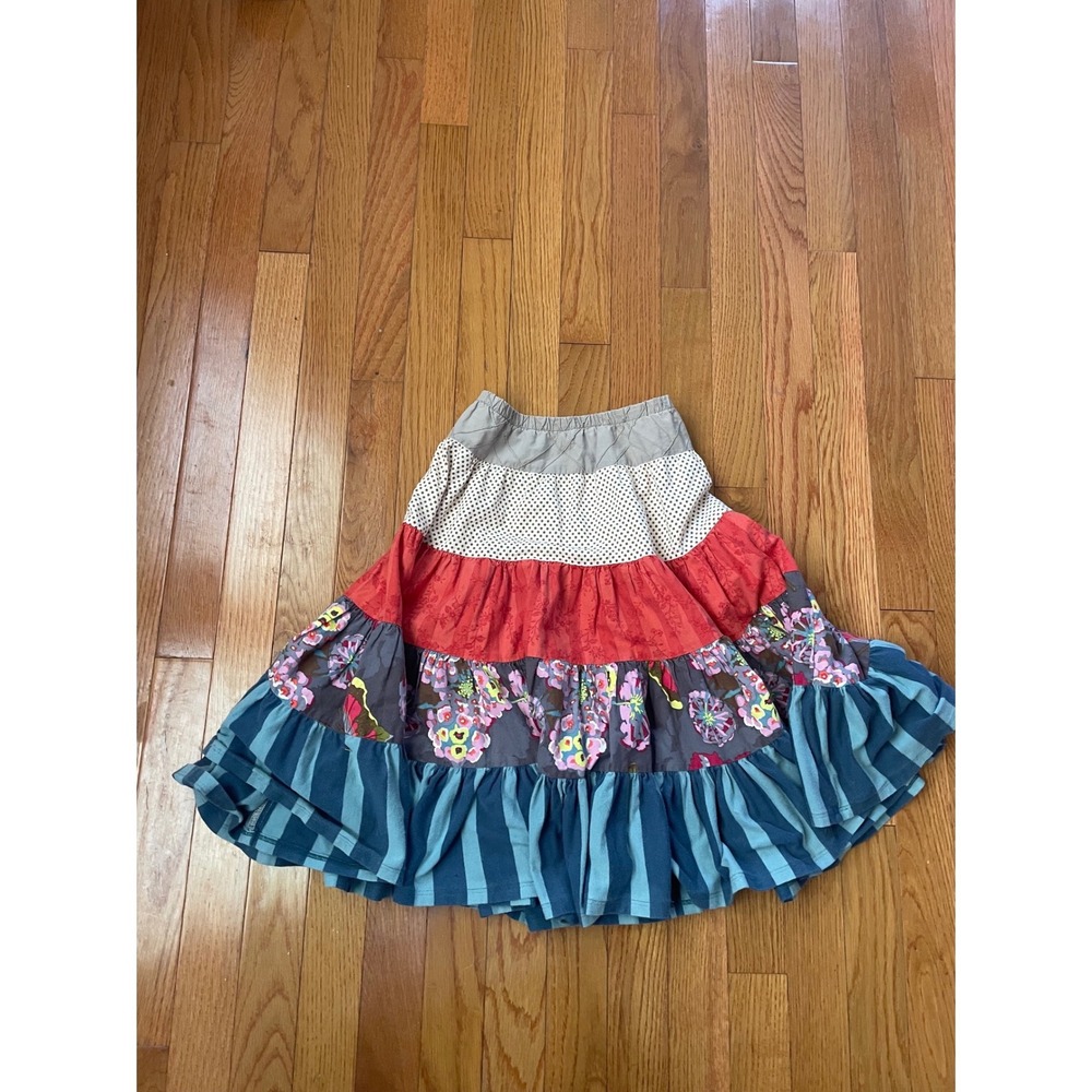 Persnickety Girls Mixed Print Tiered Ruffle Skirt Size 7 Floral Polka Dot Stripe